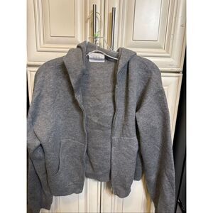 Zara Girls Full Zip Knit Long Sleeve Sweatshirt Hoodie Heather Gray Size 13-14